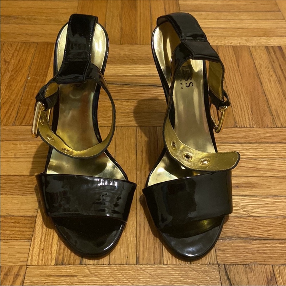 Guess Black and Gold Stiletto Heels